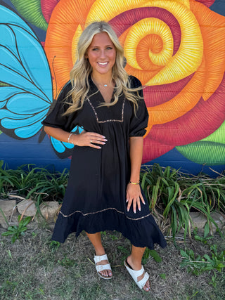 Umgee V Neck Collared Midi Dress-Dresses-option1]-kendra-kays-boutique