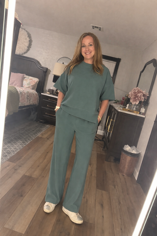 Ribbed round neck tee & pants set-Sets-option1]-kendra-kays-boutique