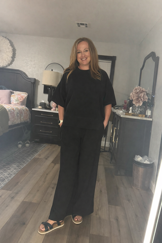 Ribbed round neck tee & pants set-Sets-option1]-kendra-kays-boutique
