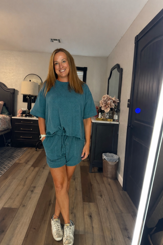 Raised rib short sleeve tee & short pants set-Sets-option1]-kendra-kays-boutique