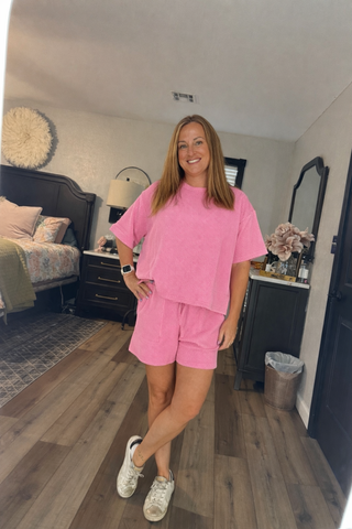 Raised rib short sleeve tee & short pants set-Sets-option1]-kendra-kays-boutique