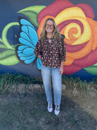 Vintage Floral Pintuck Blouse-Long Sleeves-option1]-kendra-kays-boutique