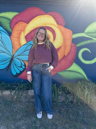 Striped oversized contrast trim pullover sweatshirt-Sweatshirts-option1]-kendra-kays-boutique