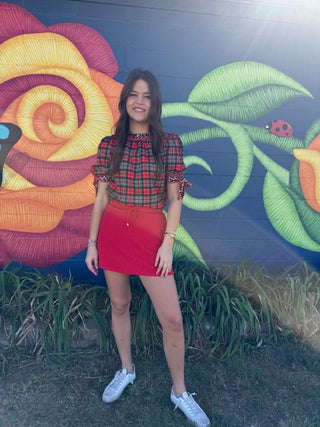 Animal and plaid print top-Short Sleeves-option1]-kendra-kays-boutique