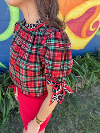 Animal and plaid print top-Short Sleeves-option1]-kendra-kays-boutique