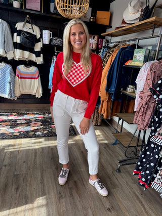 Gingham Heart Luxe Pullover