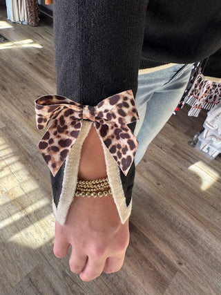 Leopard Bow Split Cuff Sweater-Sweaters-option1]-kendra-kays-boutique