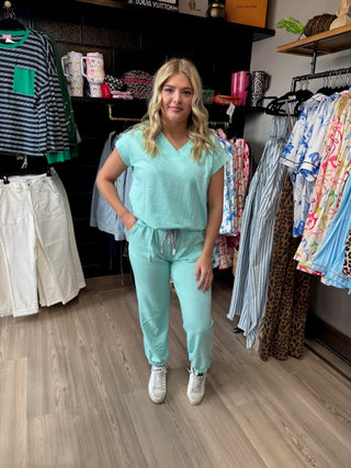 V Neck Tee Drawstring Pant Set-Sets-option1]-kendra-kays-boutique