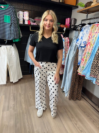 Polka Dot Print Pocket Loose Pants-Bottoms-option1]-kendra-kays-boutique
