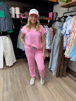 V Neck Tee Drawstring Pant Set-Sets-option1]-kendra-kays-boutique