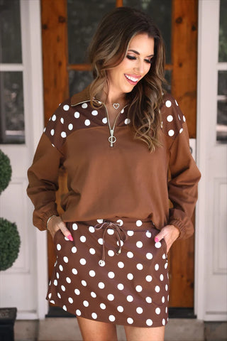 Chocolate Polka Dot Printed Pullover