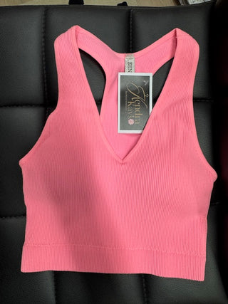 Ribbed Cropped Racerback Seamless Sports Bra-Bras-option1]-s/m-kendra-kays-boutique