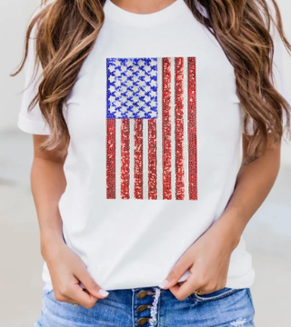 White Shimmery Flag Graphic Tee-Graphic Tees-option1]-kendra-kays-boutique
