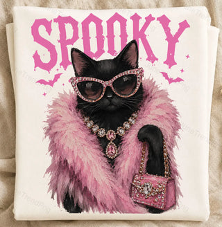 Spooky Boujee Cat-Graphic Tees-option1]-Small-kendra-kays-boutique