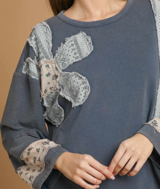 French Terry Patchwork Sleeve Pullover-Long Sleeves-option1]-Small-kendra-kays-boutique