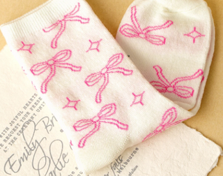 Pink Sweet Bowknot Print Mid Calf Socks-Socks-option1]-kendra-kays-boutique