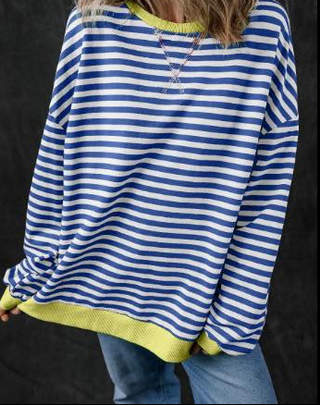 Striped oversized contrast trim pullover sweatshirt-Sweatshirts-option1]-small-kendra-kays-boutique