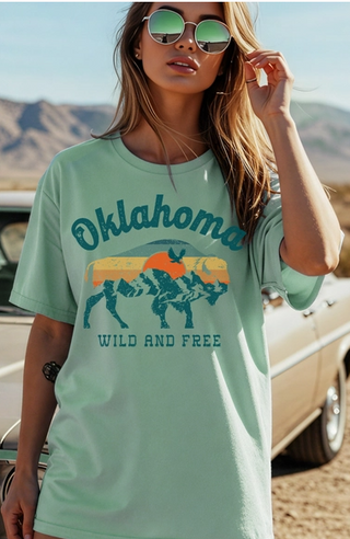 Women Oklahoma Graphic Print Short Sleeve Top-Graphic Tees-option1]-kendra-kays-boutique
