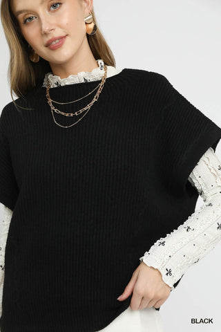 Umgee Short Sleeve Knit Sweater Top with Ribbed Texture-Short Sleeves-option1]-small-kendra-kays-boutique