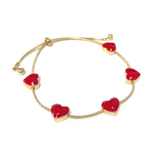 Color Enameled Heart Statement Pull Tie Adjustable Bracelet-option1]-kendra-kays-boutique