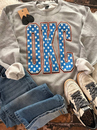 OKC Thunder Vintage Polka Dot Sweatshirt-option1]-kendra-kays-boutique