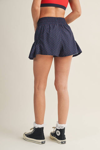 Polka Dot Print Nylon Flare Shorts-option1]-kendra-kays-boutique