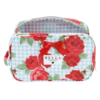 Quilted Cosmetic Bag - Blue Gingham + Red Roses-option1]-kendra-kays-boutique