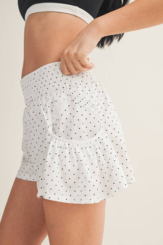 Polka Dot Print Nylon Flare Shorts-option1]-kendra-kays-boutique