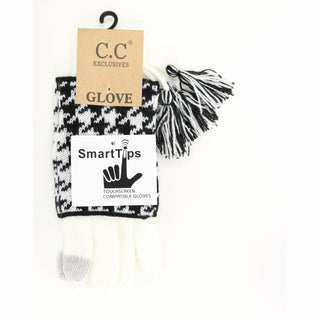 Houndstooth Cuffed CC Women's Gloves-option1]-kendra-kays-boutique