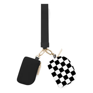 Double Pouch Wristlet- Black/White Checkered-Accessories-option1]-kendra-kays-boutique