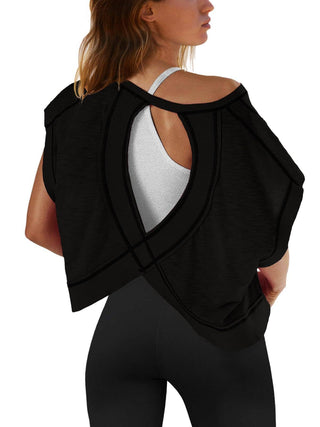 Cutout back short sleeve workout top-Short Sleeves-option1]-S-kendra-kays-boutique