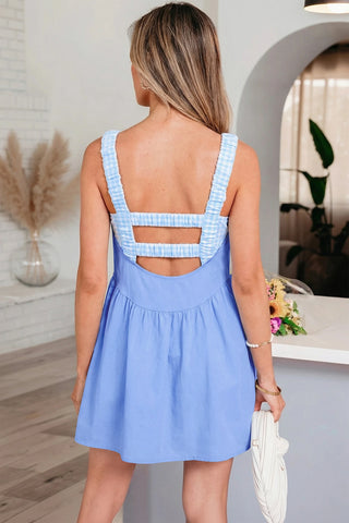 Two Piece Gingham Contrast Loose Mini Dress