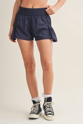 Polka Dot Print Nylon Flare Shorts-option1]-L-kendra-kays-boutique
