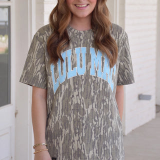 MOSSY OAK BOTTOMLAND PRINT TEE W/ LIGHT BLUE