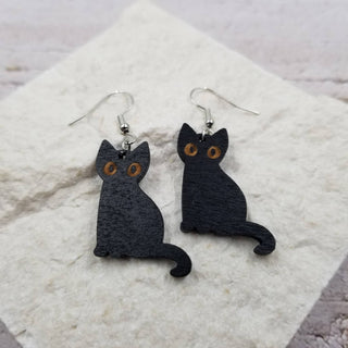 Halloween Black Cat Earrings-option1]-kendra-kays-boutique