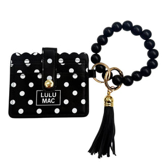 LM-PD-7311 Beaded Wristlet ID Wallet Black/White Dot-option1]-kendra-kays-boutique