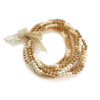 8 Set Lace Ribbon Pearl & CCB Ball Beaded Stretch Bracelet-option1]-kendra-kays-boutique