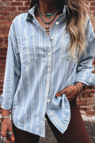 Striped Classic Denim Shacket