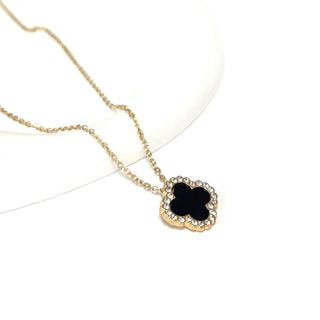 Stone Frame Clover Pendant with SF235 Chain Necklace-option1]-kendra-kays-boutique