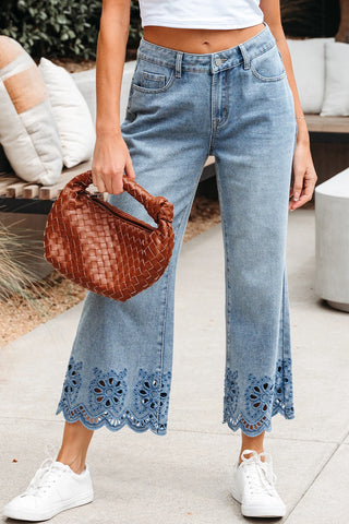 Blue Embroidered Cropped Wide Leg High Waist Jeans-Denim-option1]-4-kendra-kays-boutique