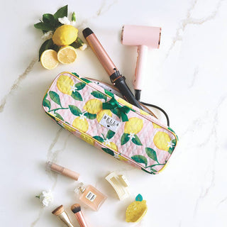 Quilted Hair Tool Bag - Pink Stripes + Lemons-option1]-kendra-kays-boutique