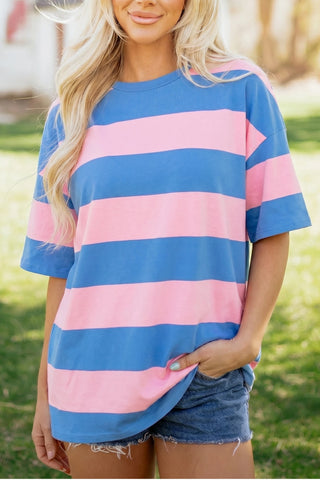 Pink Striped Oversize Tunic Tee
