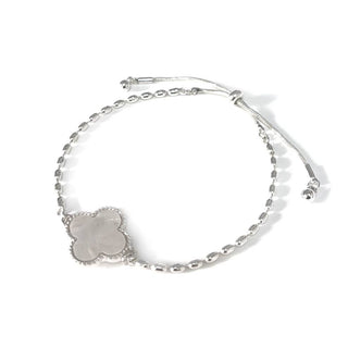 Mother of Pearl Clover Charm with Rice Bead Chain Bracelet-option1]-kendra-kays-boutique