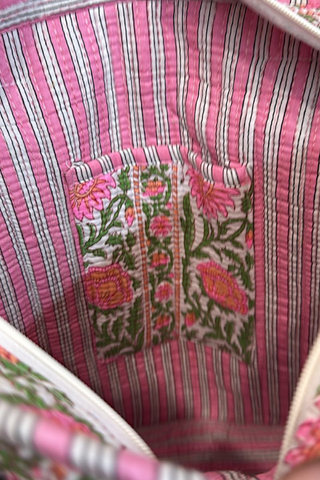 Ronan Green and Pink Floral Tote Bag-option1]-kendra-kays-boutique