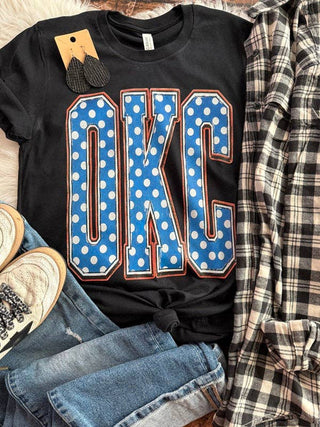 OKC Thunder Vintage Polka Dot Graphic Tee or Sweatshirt-option1]-kendra-kays-boutique