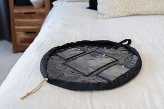 Quilted Lay Flat Drawstring Makeup Bag - Cosmetic Organizer-option1]-kendra-kays-boutique