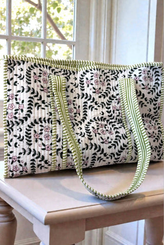 Camila Green Leaf Floral Tote Bag-option1]-kendra-kays-boutique