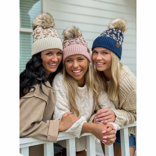 Leopard Pattern Fur Pom Beanie YJ2091-option1]-kendra-kays-boutique
