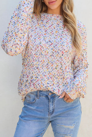 White Confetti Knit Popcorn Sweater Top-Sweaters-option1]-kendra-kays-boutique