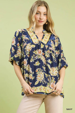 Apricot Floral Boho Blouse-Tops-option1]-Rayon-Small-kendra-kays-boutique